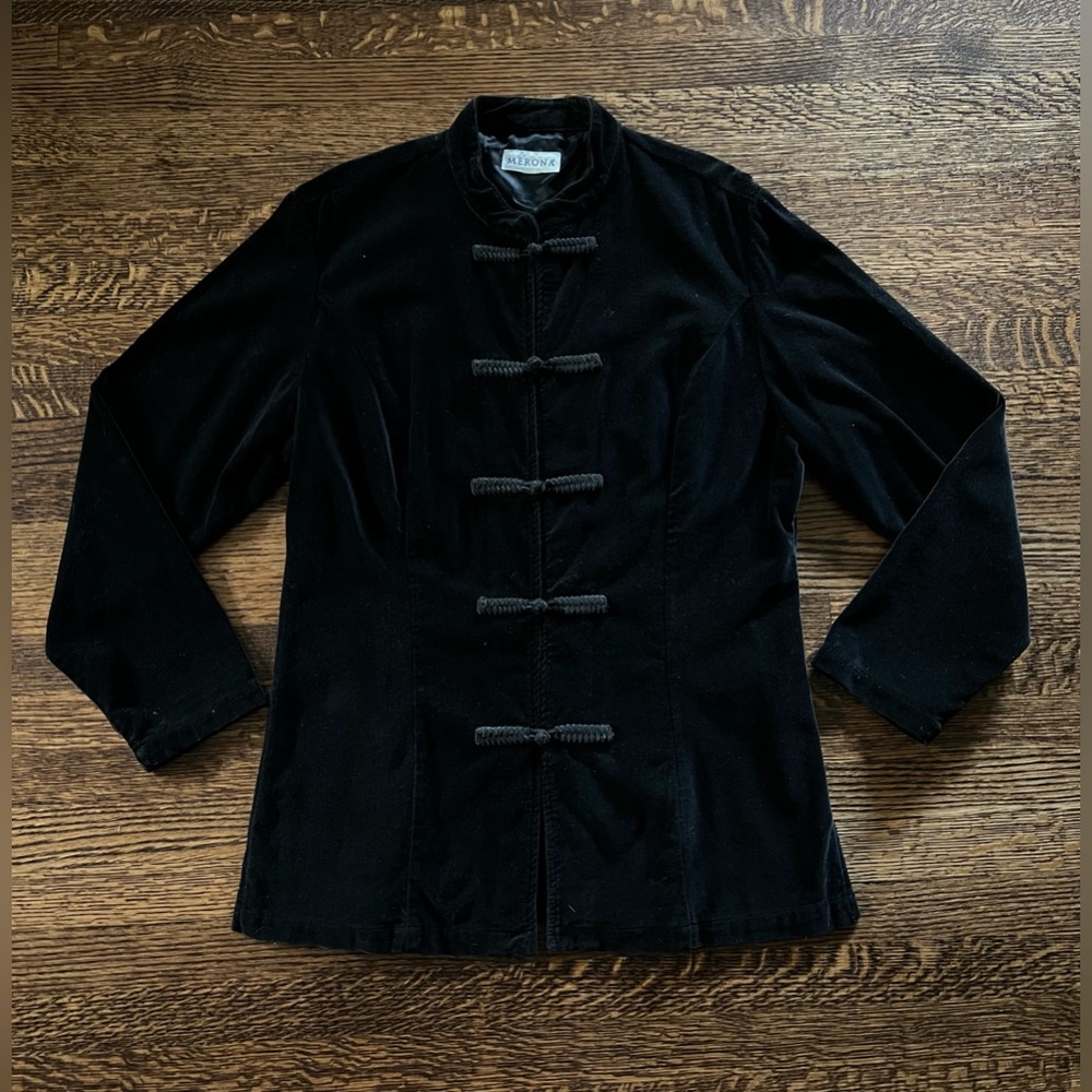 Velvet Frog Closure Jacket, Gothic Boho Collarless Jacket